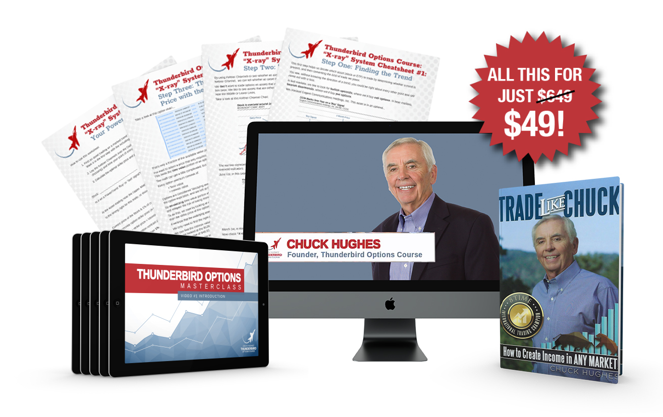 Thunderbird Options Course Cheatsheets, Masterclass videos, and Trade Like Chuck book - All for Just $49 instead of the usual price of $649!
